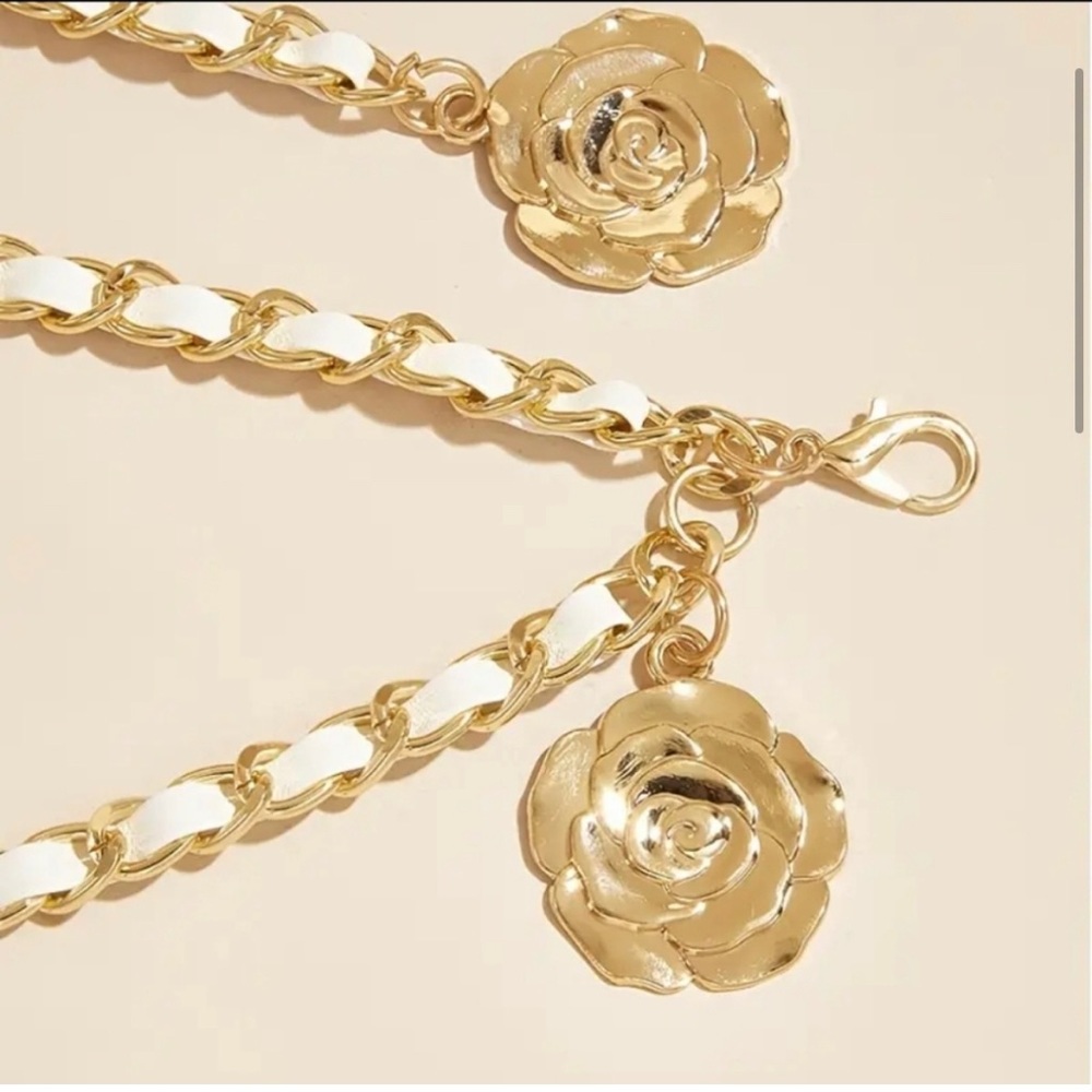 Sold Belt Gold Chain Cameilla Flower - Picture 5 of 8